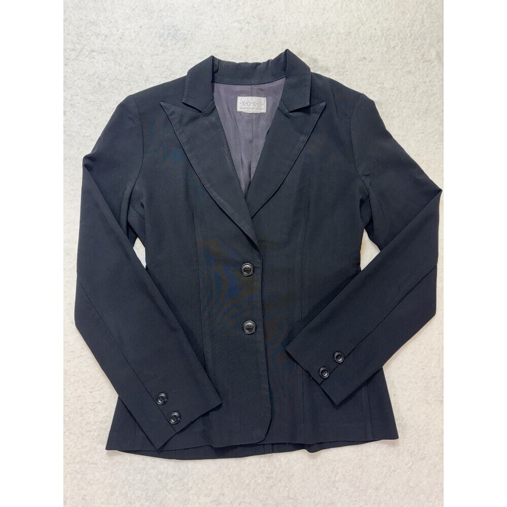 XOXO S/M Blazer Y2k Black Classic Two Button Fitted Preppy Office Suit Jacket